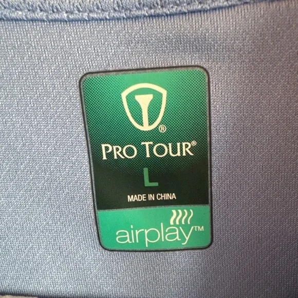 Pro Tour Airplay Men's Golf Polo Shirt Blue Textured Short Sleeve‎ Size L - Picture 2 of 3